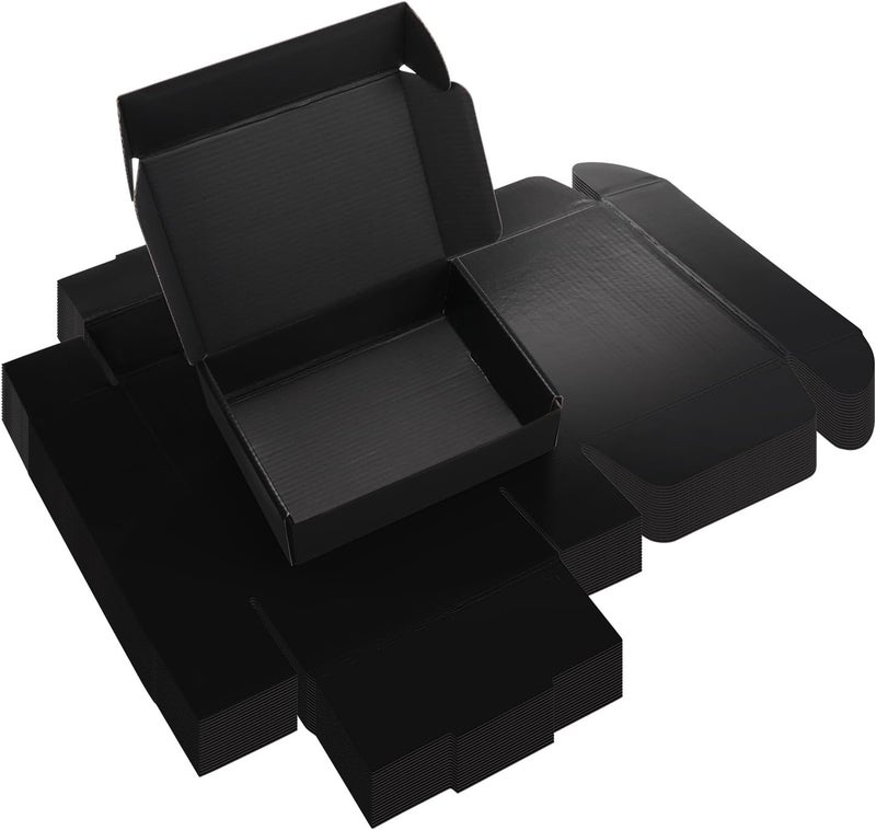 Rempry 7x5x2 Inches Black Shipping Boxes Pack of 20, Small Cardboard Corrugated Mailer Gift Box for Shipping Packaging Small Business - Image 1